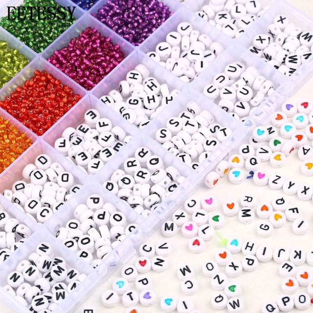 2 3 4mm Glass Seed Beads Letter Beads Box Set With Tools For